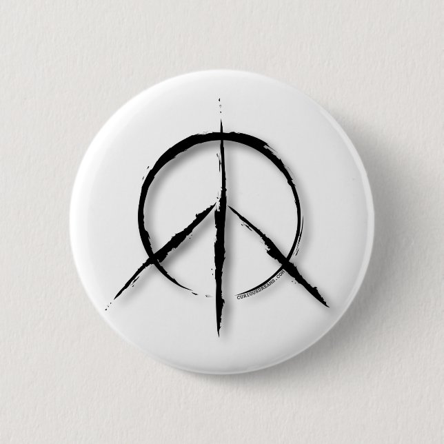 Peace Sign Brushed-1 6 Cm Round Badge (Front)