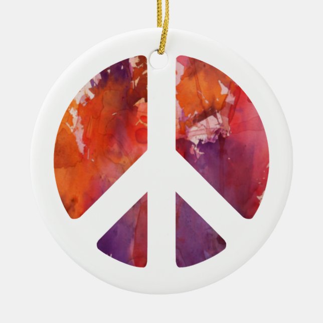 Peace Sign Ceramic Tree Decoration (Front)
