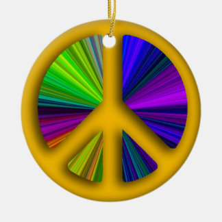 Peace Sign Christmas Ceramic Tree Decoration
