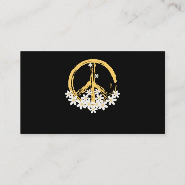 Peace Sign Daisy Hippie Gardening Business Card (Front)