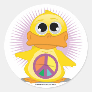 Peace Sign Duck Classic Round Sticker