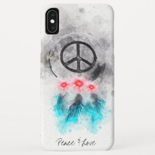 *~* Peace Sign Feathers Flowers GrungeTribal Boho Case-Mate iPhone Case