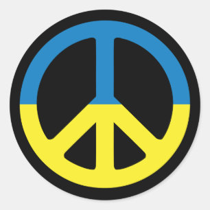 Peace Sign - Flag of Ukraine - Прапор України Classic Round Sticker