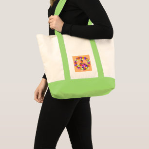 Peace Sign Floral Cutout on Peach Tote Bag