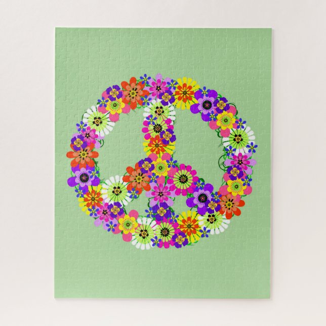 Peace Sign Floral Jigsaw Puzzle (Vertical)