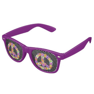 Peace Sign Floral on Black Retro Sunglasses
