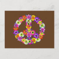 Peace Sign Floral on Brown