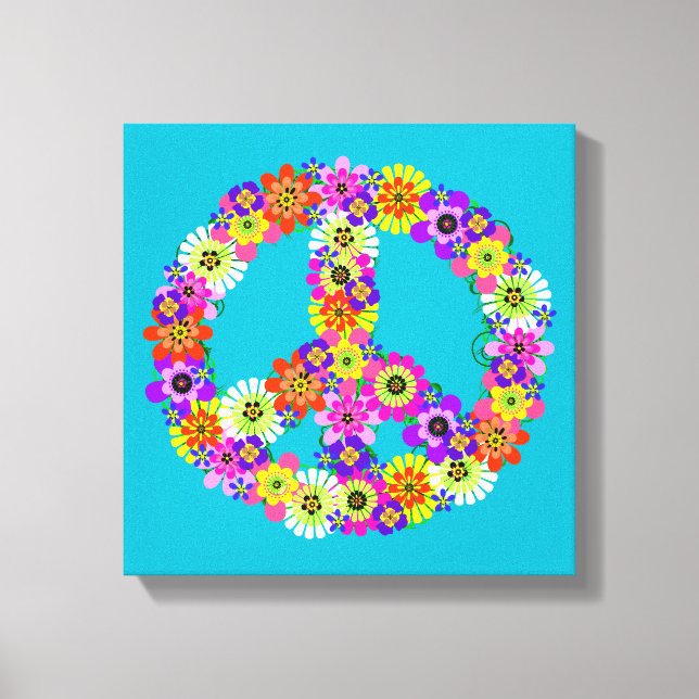 Peace Sign Floral on Turquoise (Front)
