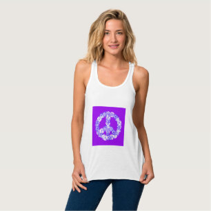 Peace Sign Floral Purple Singlet