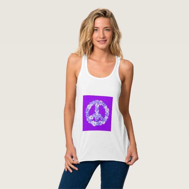 Peace Sign Floral Purple Singlet (Front Full)
