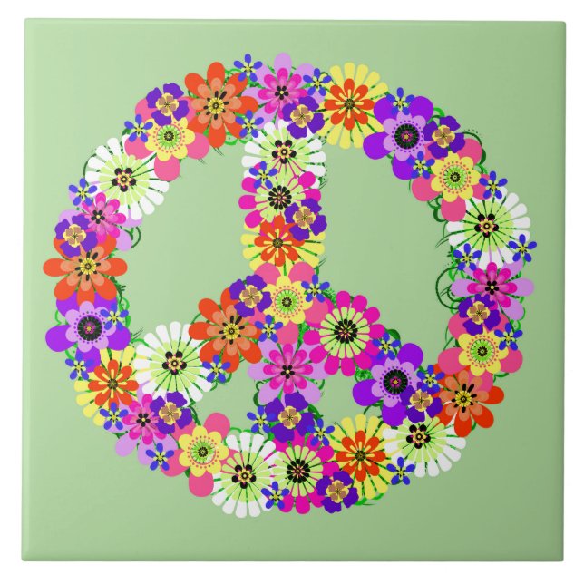 Peace Sign Floral Tile (Front)