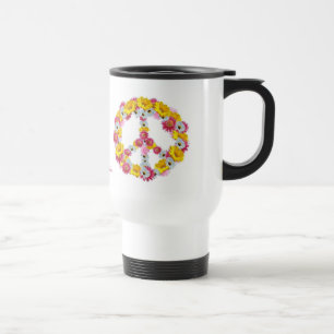 peace sign flowers,  artwork by darlene travel mug