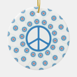 Peace Sign Flowers Ceramic Tree Decoration