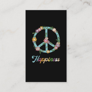 Peace Sign Flowers Colourful Happiness Hippie Business Card