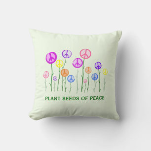 Peace Sign Flowers Cushion