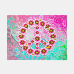 Peace Sign Flowers Doormat