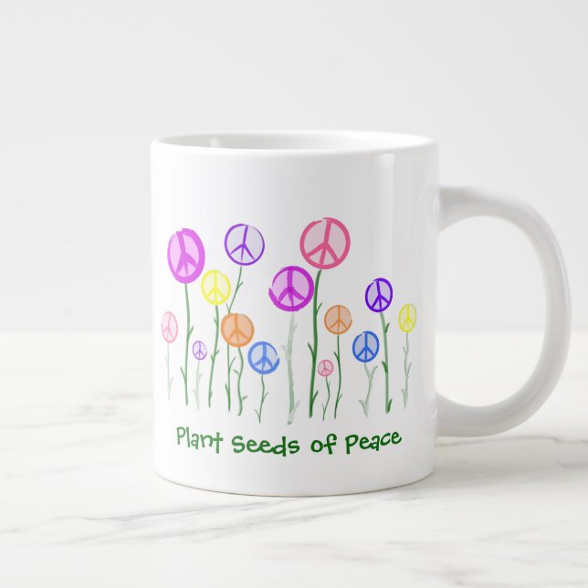 Peace Sign Flowers Large Coffee Mug (Right)
