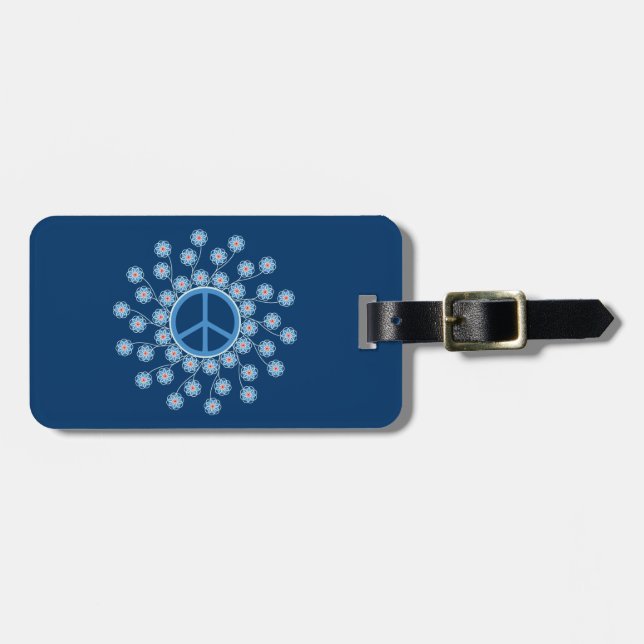 Peace Sign Flowers Luggage Tag (Front Horizontal)