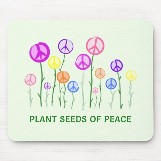 Peace Sign Flowers Mouse Pad (Front)