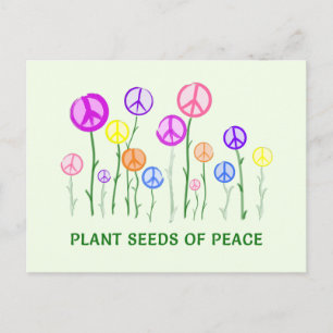 Peace Sign Flowers Postcard - Plant Seeds of Peace