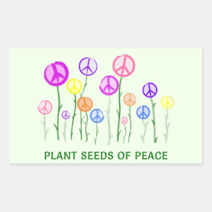 Peace Sign Flowers Rectangular Sticker