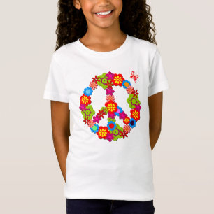 Peace Sign Girl's Baby Doll Fitted T-shirt