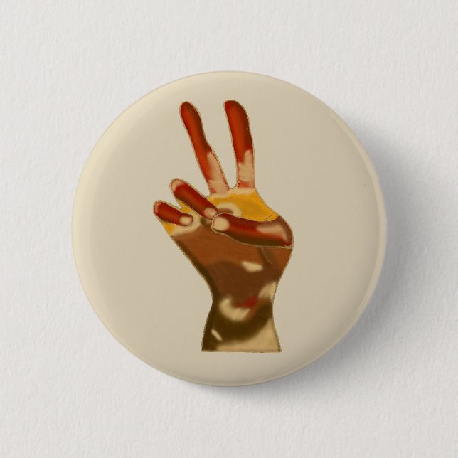 Peace Sign Hand Multi Skin Tones Pins Buttons (Front)