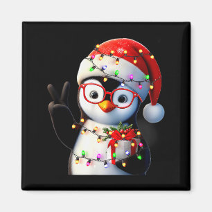 Peace Sign Hand Penguin Santa Christmas Penguin Pa Magnet