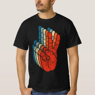 Peace Sign Hand Sign Language ASL Grunge Cool Hand T-Shirt