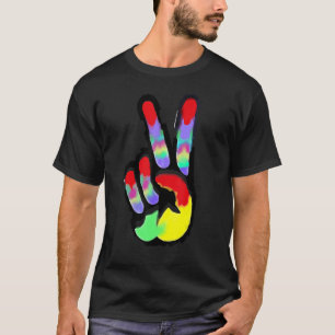 Peace Sign Hand Tie Dye Hippies Christmas T-Shirt