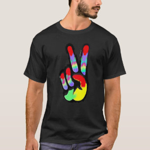 Peace Sign Hand Tie Dye Hippies Christmas T-Shirt