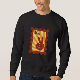 Peace Sign Hand V Hippies Retro Stamp 60' 70' Sweatshirt