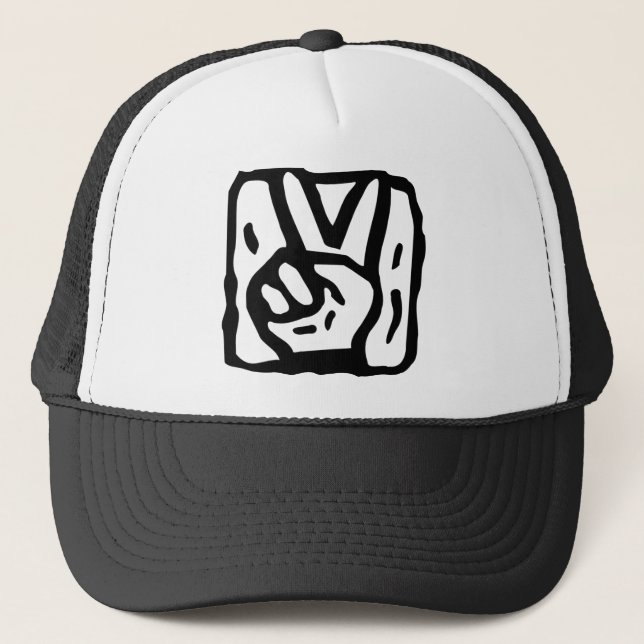 Peace Sign Hands Trucker Hat (Front)