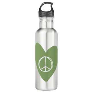 Peace Sign Heart 710 Ml Water Bottle