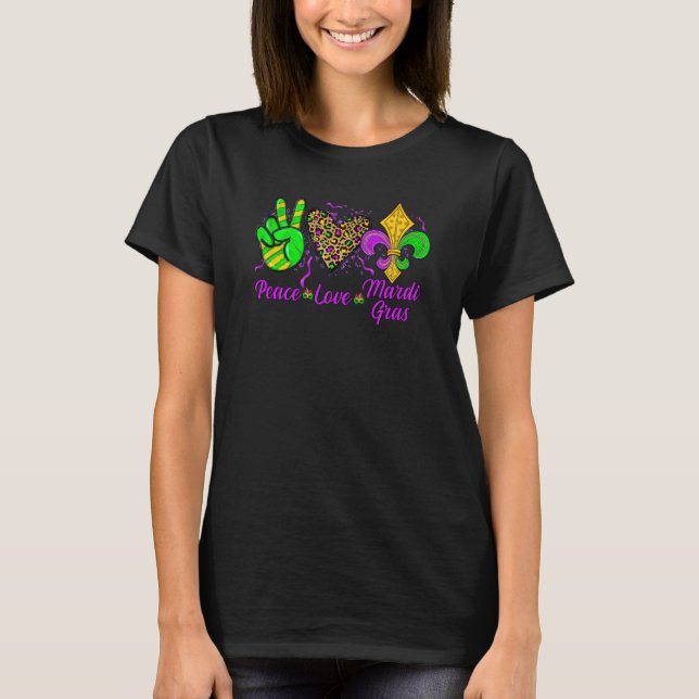 Peace Sign Heart Fleur De Lys Hippie Peace Love Ma T-Shirt (Front)