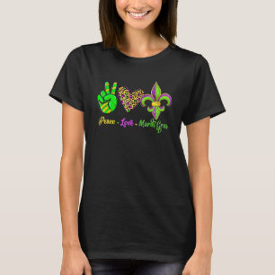 Peace Sign Heart Fleur De Lys Peace Love Mardi Gra T-Shirt