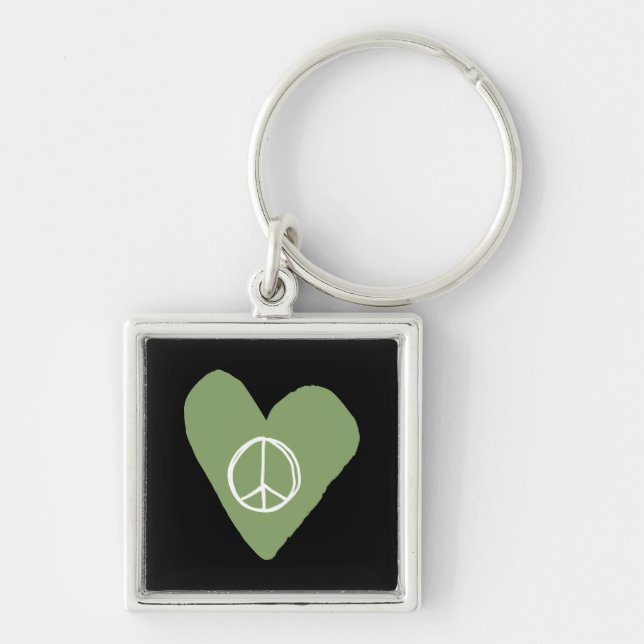 Peace Sign Heart Key Ring (Front)