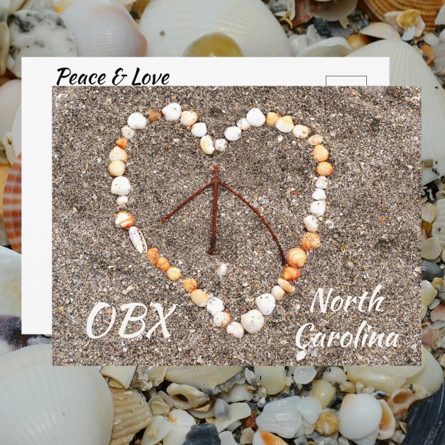 Peace Sign Heart of Seashells OBX NC Postcard (Creator Uploaded)