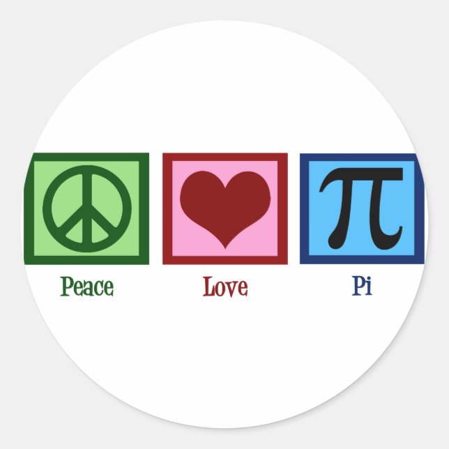 Peace Sign Heart Pi Symbol Classic Round Sticker (Front)