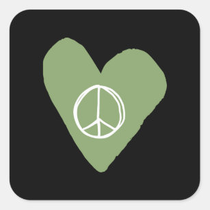 Peace Sign Heart Square Sticker