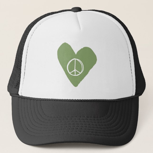 Peace Sign Heart Trucker Hat (Front)