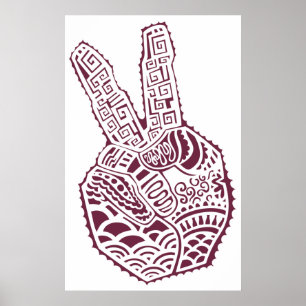 Peace Sign Henna Tat Hand Poster