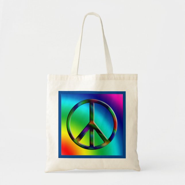 Peace Sign Hippie Tote Bag (Front)