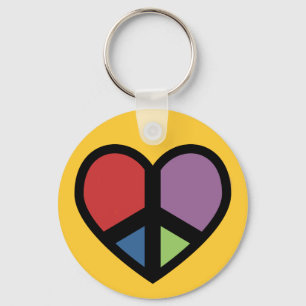 Peace Sign in a Heart Keychain