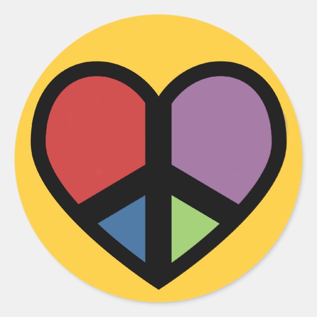 Peace Sign In A Heart Stickers (Front)