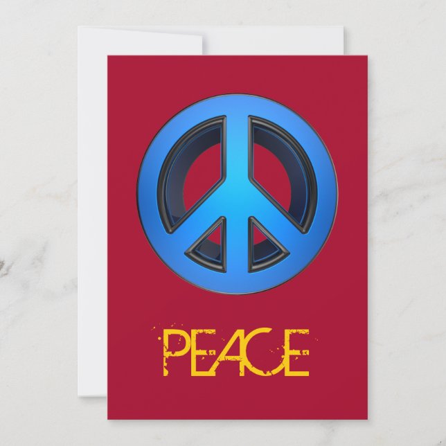 Peace sign in blue invitation (Front)