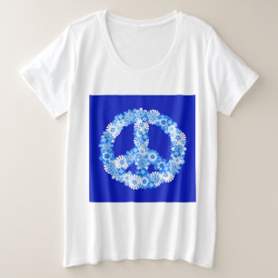 Peace Sign in Blue Plus Size T-Shirt