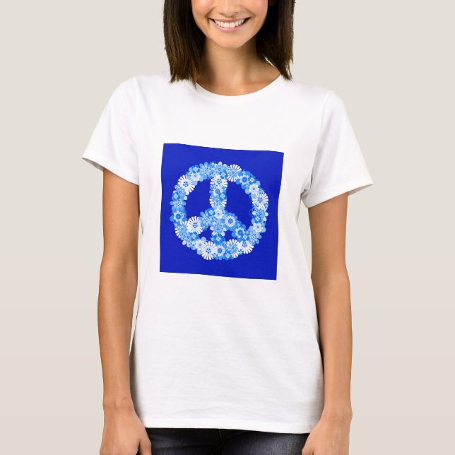 Peace Sign in Blue T-Shirt (Front)