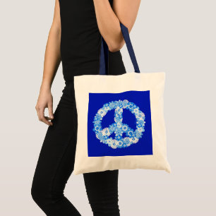 Peace Sign in Blue Tote Bag