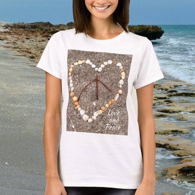 Peace Sign in Heart Sandy Beach Photographic T-Shirt (Creator Uploaded)